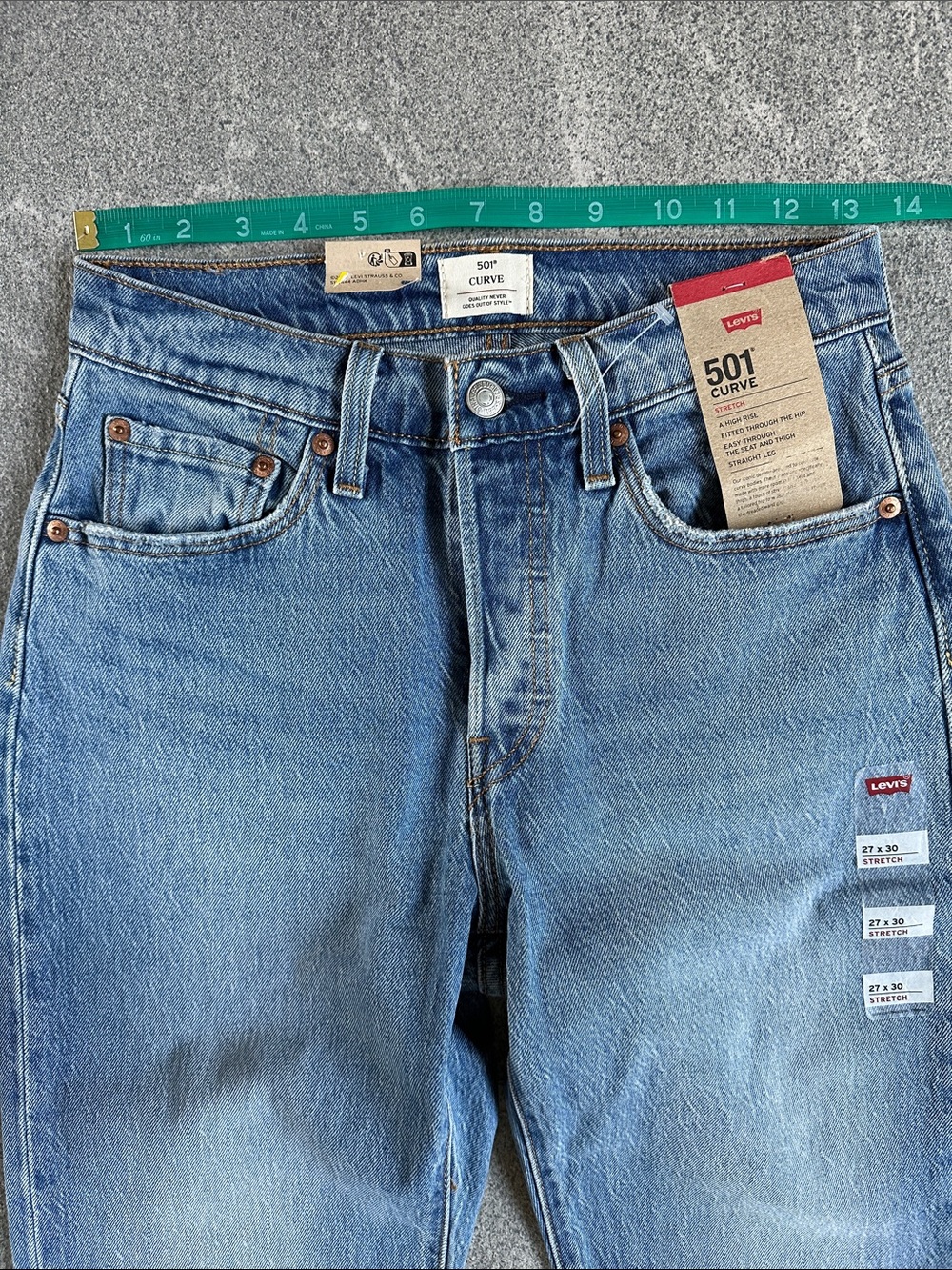 NWT Levi’s 501 Curve Jeans 27x30 High Rise Straight Leg Button Fly Stretch Denim - Picture 11 of 14